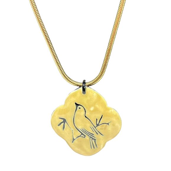 Eisenberg Enamel Bird Necklace Pendant With Chain Vintage Signed